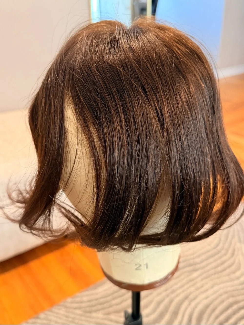 Dark Brown‎ Women’s Human Hair Topper Hairpiece with Bangs #098
